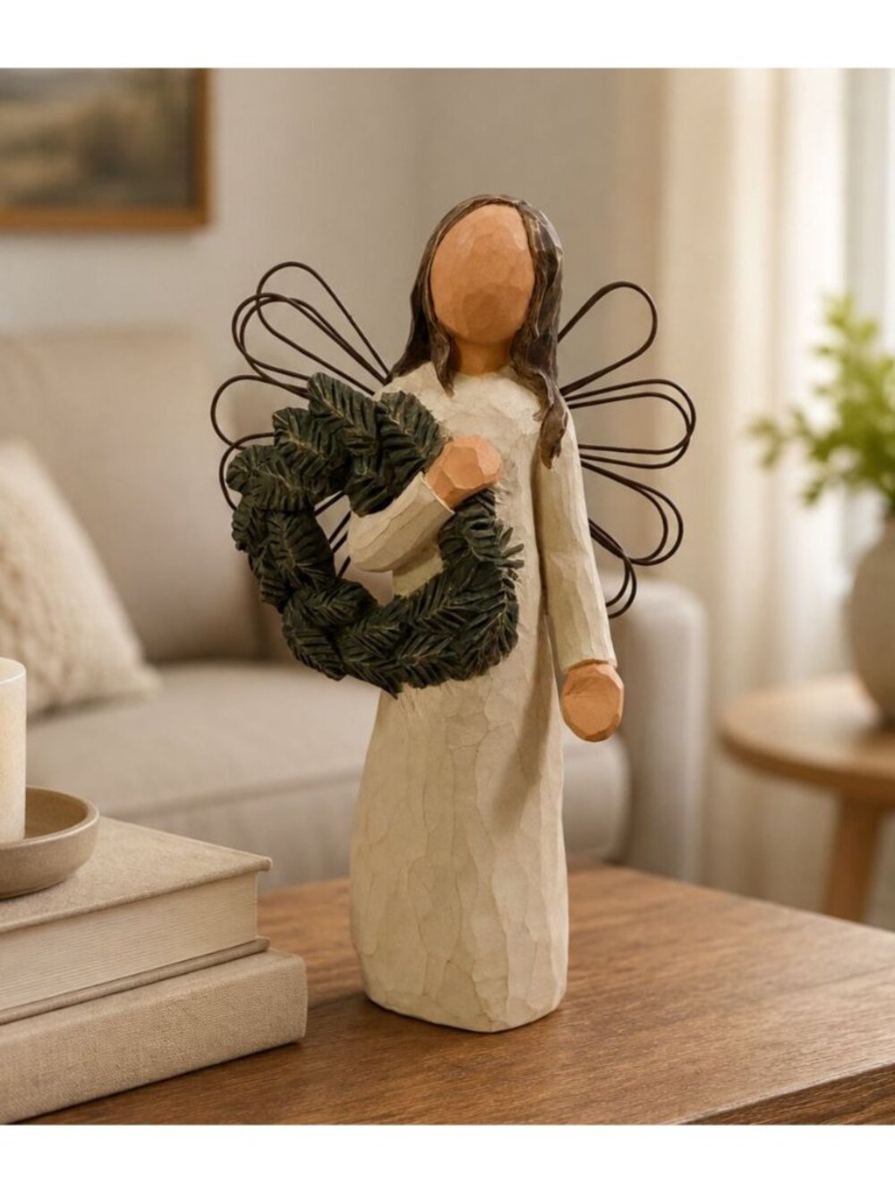 Willow Tree Angel of Winter Holding Christmas Wreath Demdaco Figurine